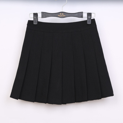 品名: 學院風A高腰修身顯瘦百褶裙網球裙半身短裙褲(黑色) J-12895